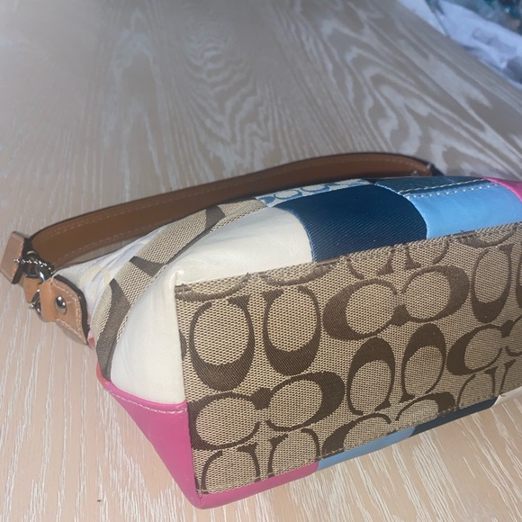 Coach Patchwork Signature Collection Pink, Blue, and Tan combo Shoulder bag - Picture 8 of 15